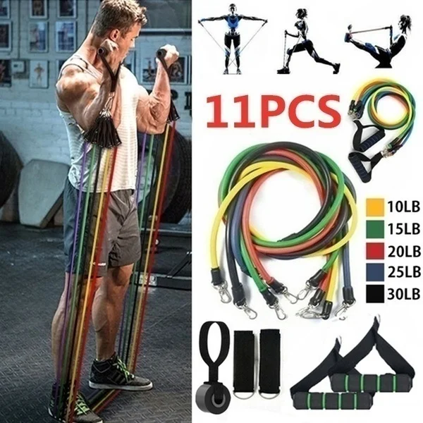 

Набор эластичных лент для йоги, комплект из 11 эластичных лент для фитнеса, тренировок, эспандер, оборудование для спортзала и фитнеса