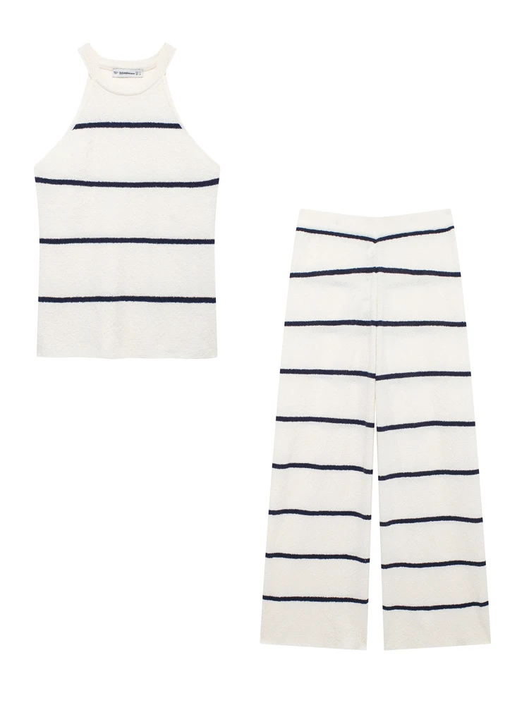 Женский комплект из двух предметов KAOPU ZA трикотажный топ в полоску с воротником