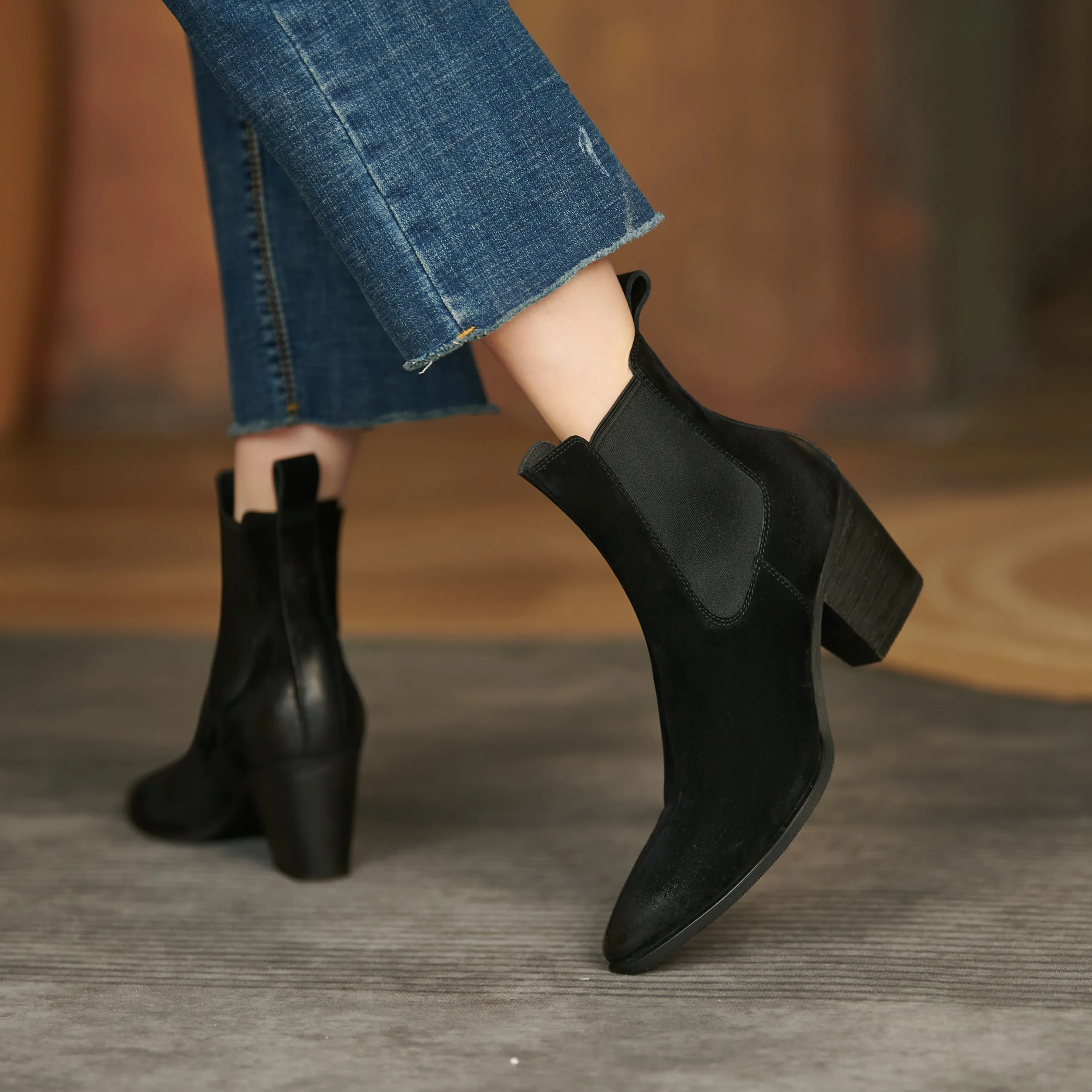 Полусапожки из свиной шкуры для женщин роскошные короткие ботинки натуральной