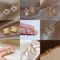hot sale elegant simple exquisite opal petal earrings ladies luxury classic jewelry unusual earrings for party girls 2020