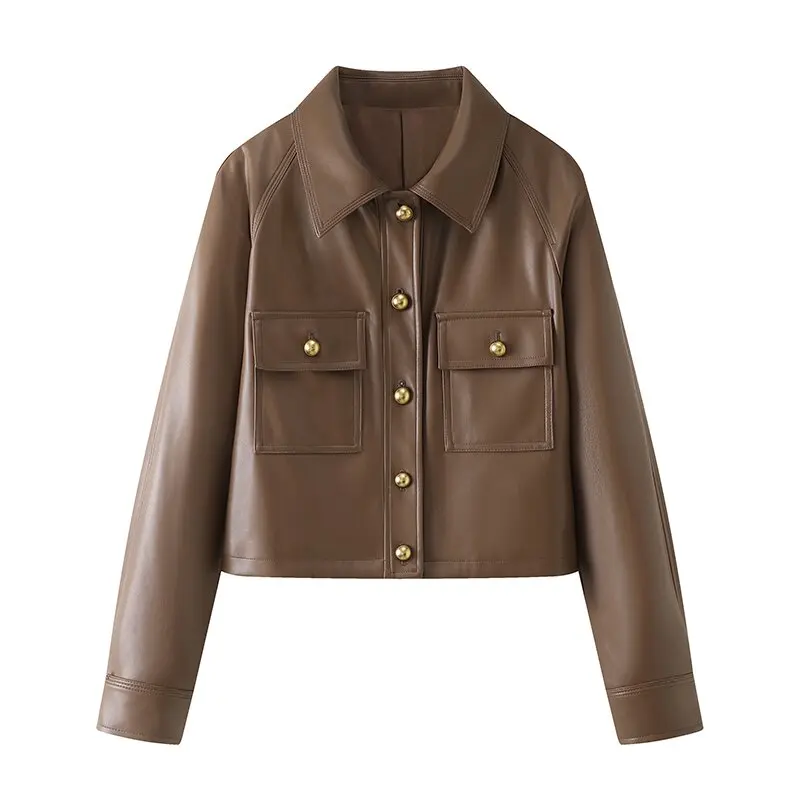 Etam Aige Es текстура пальто из искусственной кожи весна 2024 новая женская