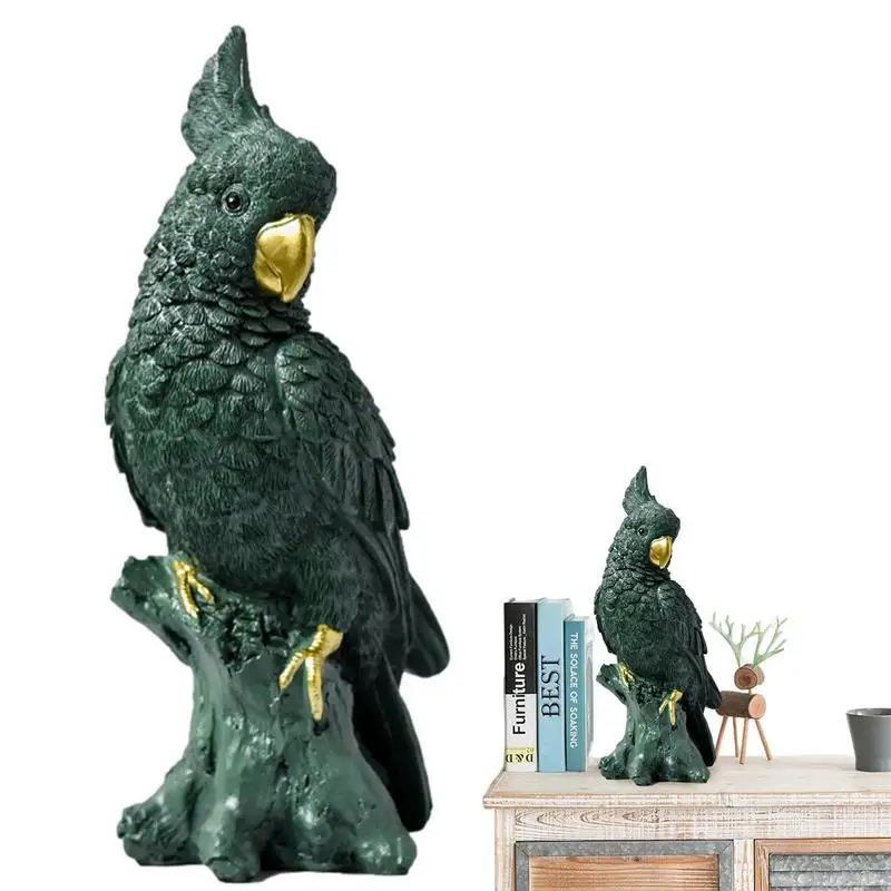

Parrot Statue Home Decor Cockatoo Sculpture Bird Figurines Collectibles Realistic Resin Hand Painted Light Luxury Style Statues