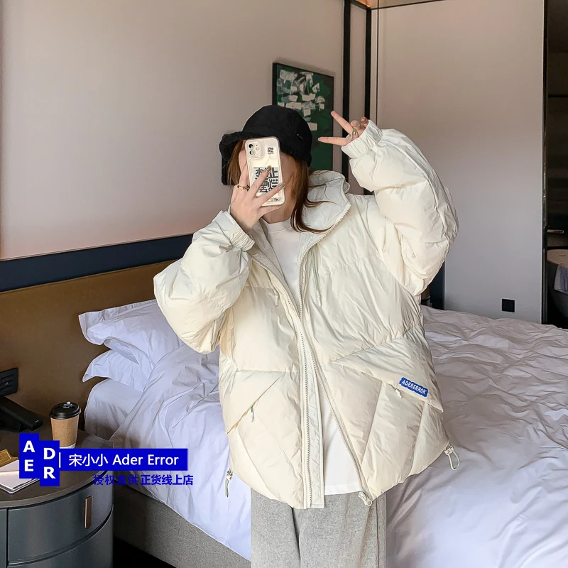 Korean high-quality warm down jacket, thickened coat in winter, loose design, male and female lovers' unisex hooded down jacket