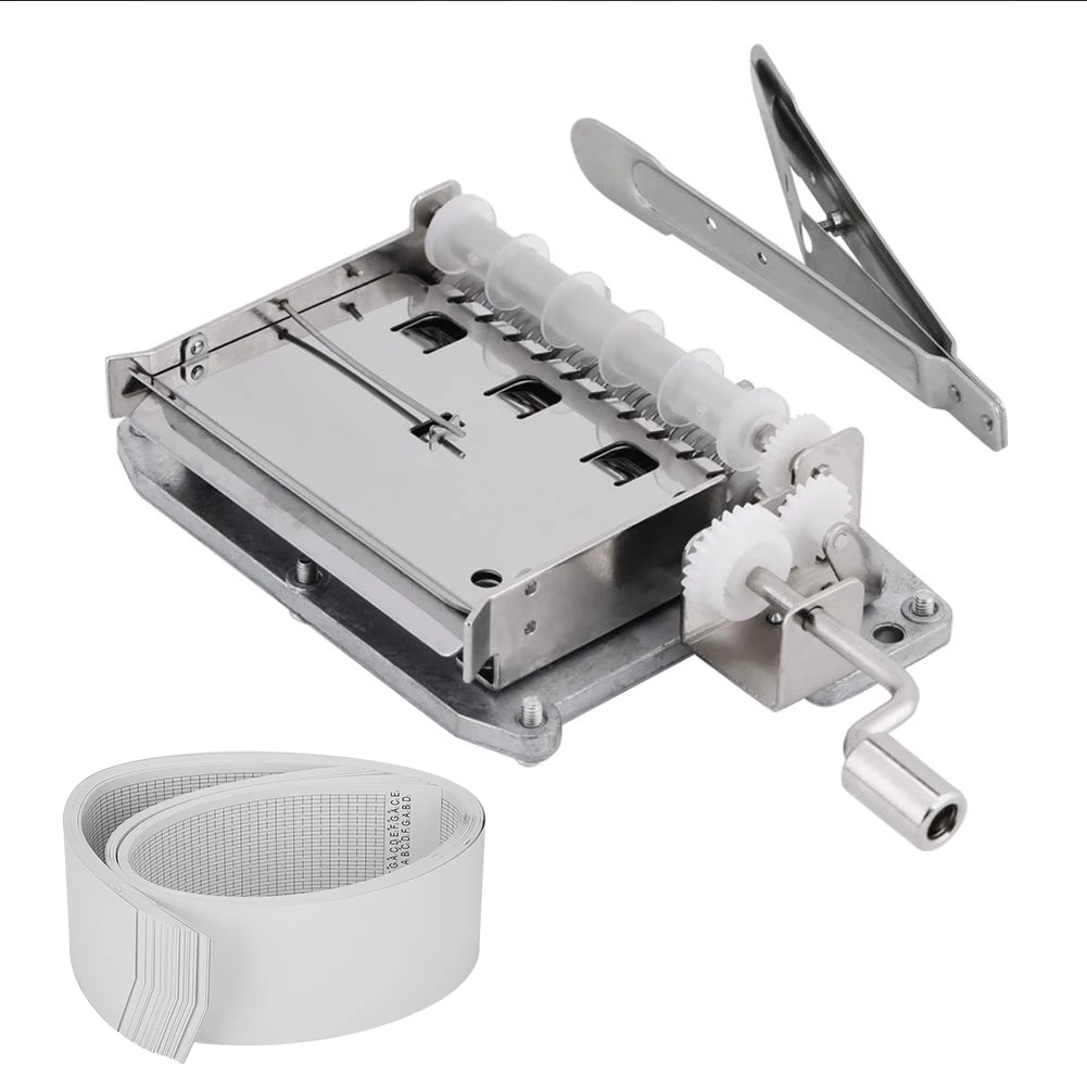 

DIY 30 Note Tape Hand Crank Music Box Movement+ Hole Puncher+ 20 Papar Tapes hand hand hand