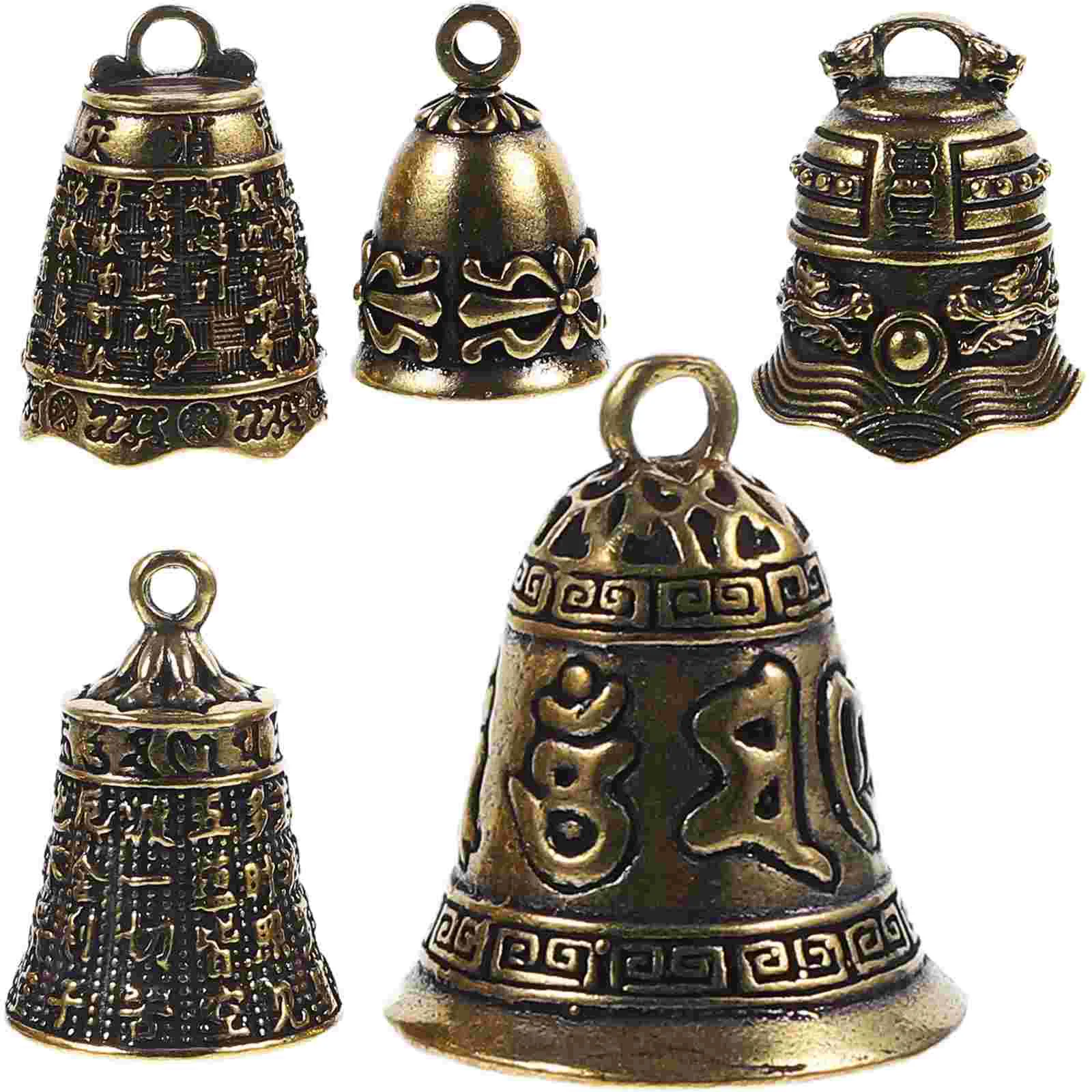 

5 Pcs Unicorn Ornament Brass Hanging Vintage Bells Key Holder Small Figurine Keychain Charm Charms Statue