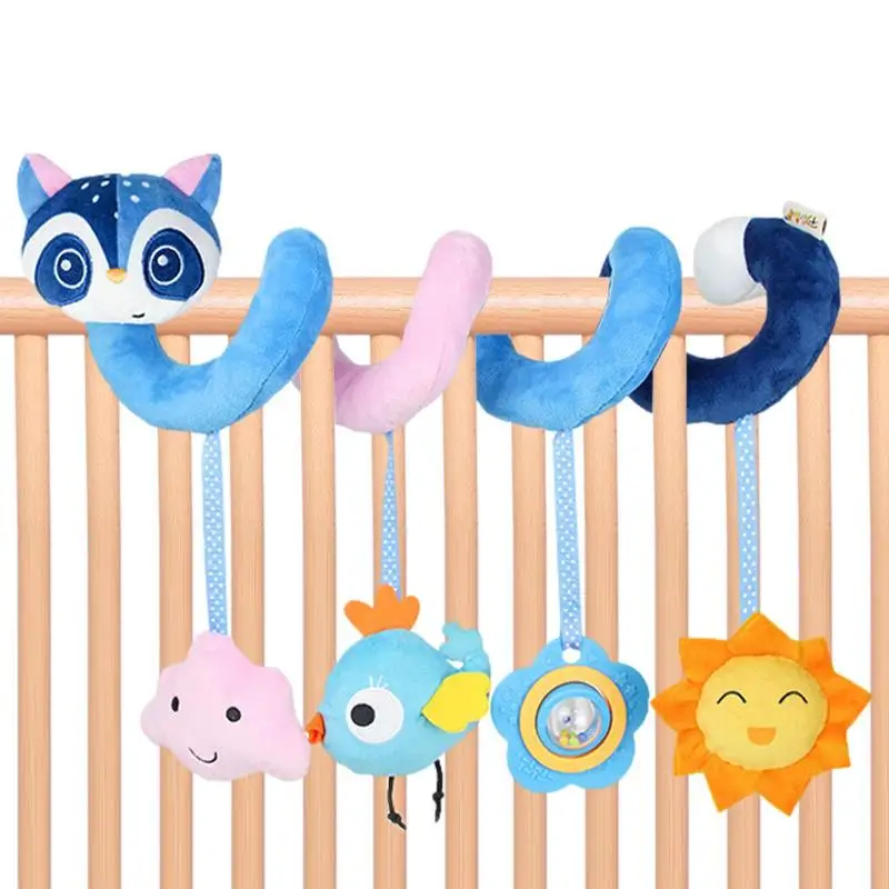 

Спиральные плюшевые игрушки, спиральные плюшевые подвесные игрушки с прорезывателем и вращающимся шариком, цветные сенсорные игрушки для новорожденных для раннего развития