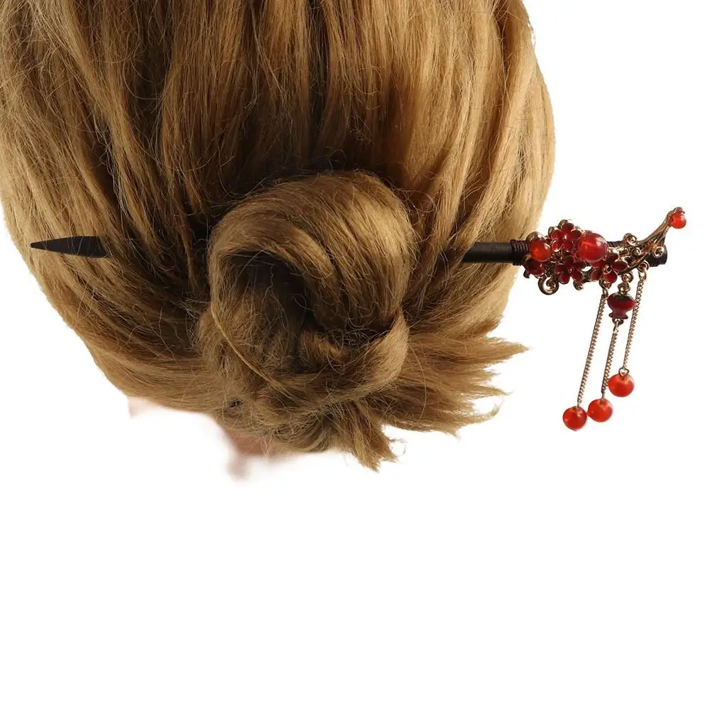 Винтажная ретро красная палочка для волос в древнем стиле модная заколка с