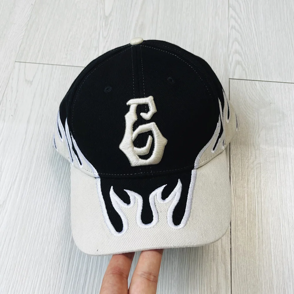 

Бейсбольная кепка Kanye West DONDA с вышивкой в виде пламени, 6 цифр, мужская и женская кепка высокого качества, гоночная уличная одежда, Кепка с козырьком