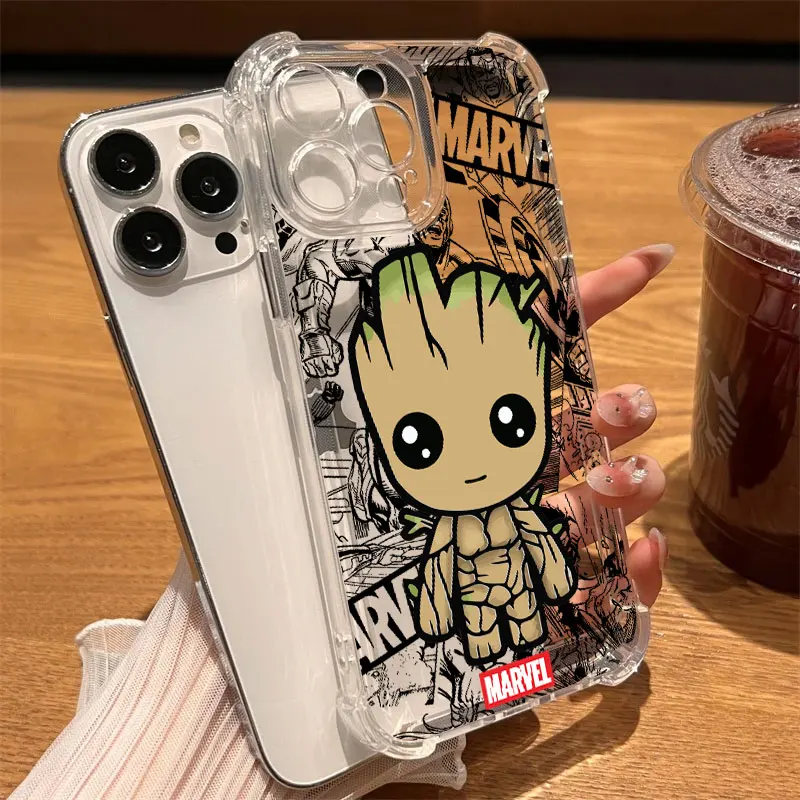 Фото Прозрачный противоударный чехол Marvel Ironman Deadpool для iPhone 17, 16, 15, 14, 13, 12, 11 Pro Max, 16e, 17e, Air, 13, 15 Plus, XS, XR, 7 №3