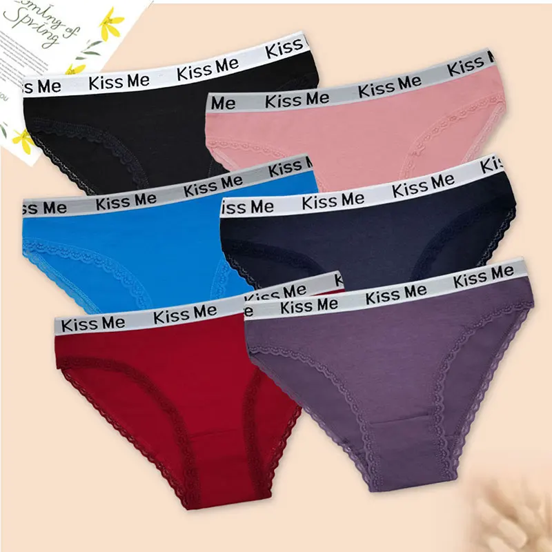 

CHRLEISURE 6PCS/Set Women's Low-rise Letter Belt Cotton Briefs Skin-friendly Breathable Comfortable Quick-drying Underwear