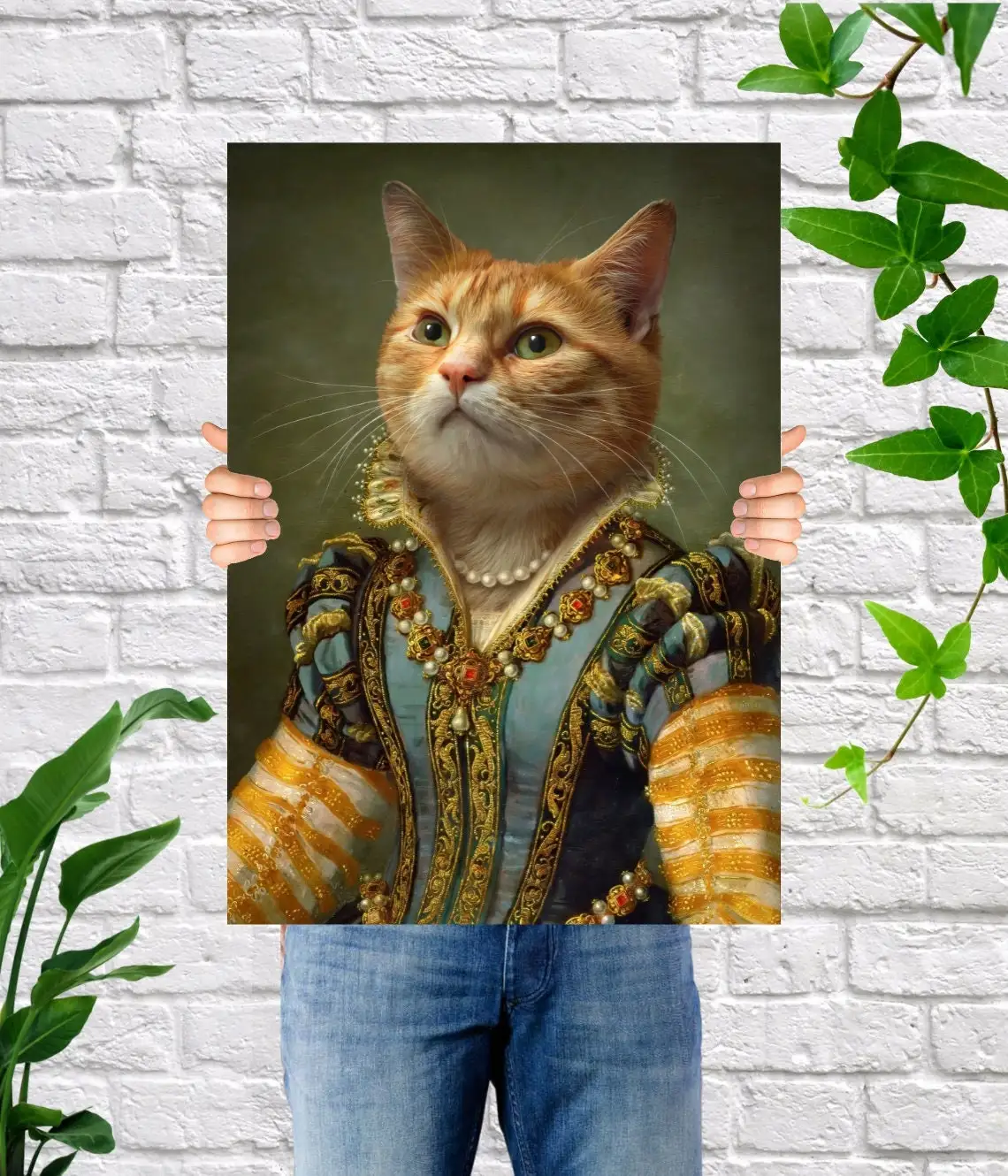 

Funny Custom Pet Portrait Print Renaissance Royal Pet Poster Print On Canvas Painting For Home Wall Art Decoration Unique Gift
