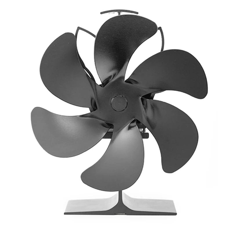 

6 Blades Heat Powered Stove Fan Black Fireplace Log Wood Burner Eco-Fan Quiet Fireplace Fan Efficient Heat Distribution