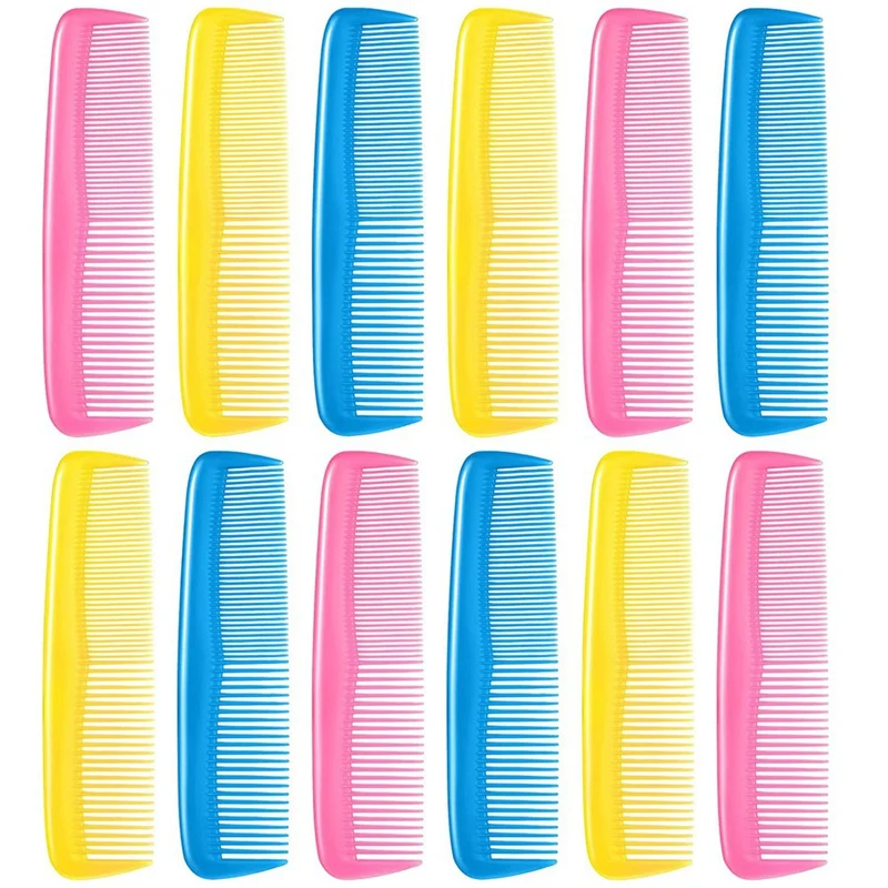 

Набор из 12 цветных гребней для волос для детей, женщин, мужчин, цветная пластиковая тонкая расческа для повязки (розовый, желтый, синий)