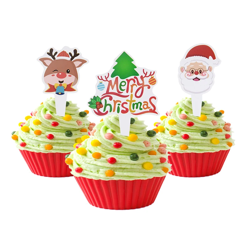 

14Pcs Merry Christmas Cake Topper Santa Snowman Cupcake Decor Christmas Decoration for Home Xmas Party Navidad 2022 New Year