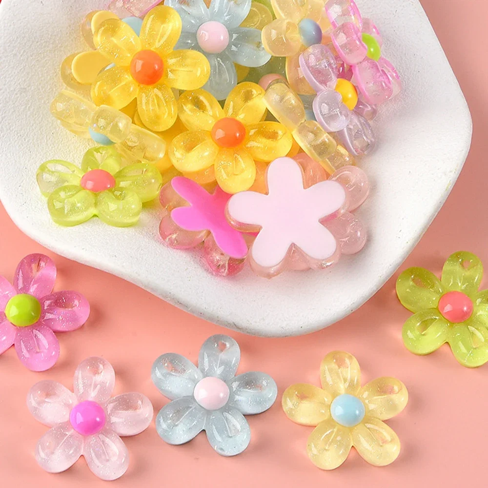 10 шт. прозрачные полые цветочные серии смоляные кабошоны с плоской задней частью