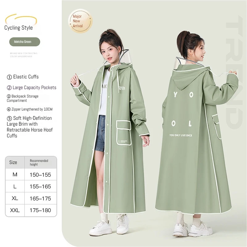 

Модный женский прозрачный мужской плащ из ЭВА, дорожный водонепроницаемый дождевик для взрослых, вмещающий рюкзак, дождевик