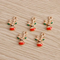 10pcs 1117mm enamel christmas elk charms for necklaces pendants earrings accessories diy cartoon deer charms jewelry findings