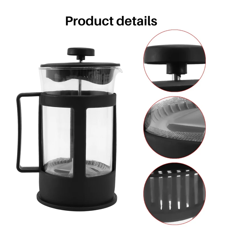 2X Glass French Press Coffee Tea Maker, 600Ml Coffee Press, Borosilicate Glass With Heat Resistant Handle images - 6