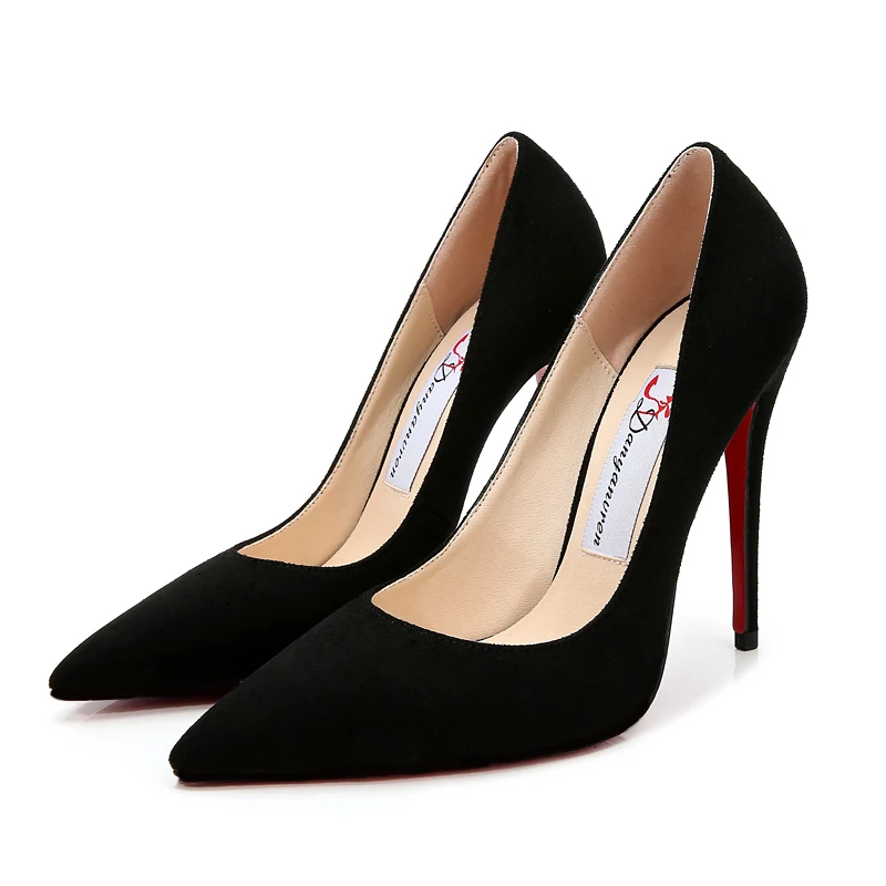 

Suede black sexy high heels stiletto fashion pointy shallow nightclub white-collar commuter shoes women comfortable and elegant