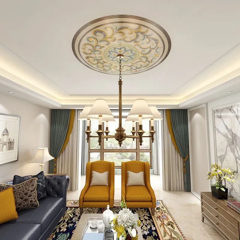 

Ceiling PVC Sticker Chandelier Wall Decoration European Round Ceiling Beautification Can Be Removed Thickened And Moisture-proo