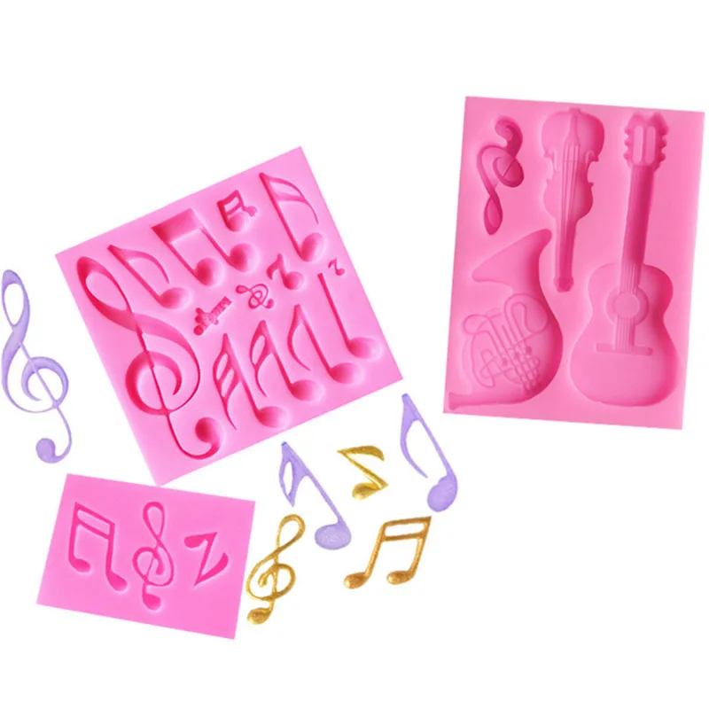 

3D Musical Note Shape Silicone Mold DIY Bass Guitar Violin Fondant Chocolate Jelly Cake Decor Kitchen Baking Tools Resin Mould