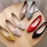2022 women soft knit stretch ballet flat pointed toe slip on casual fashion summer breathable mesh lady shoes