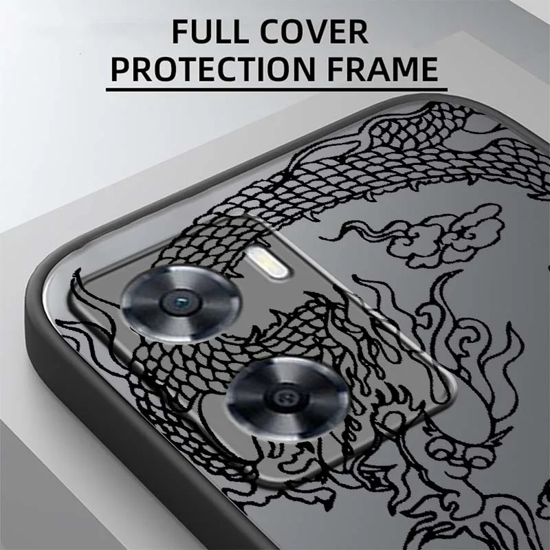 Фото Чехол для телефона Creative Art Dragon для OPPO Find X3 X5 Lite Pro A98 A94 A93 A78 A79 A76 A58 A57 5G, матовый полупрозрачный №4