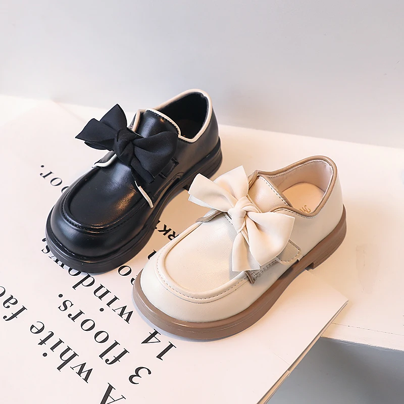 

Girls Leather Shoes New British Style Bow Princess Shoes Spring and Autumn 2023 Large Children's Soft Soled Non-slip Casual Shoe