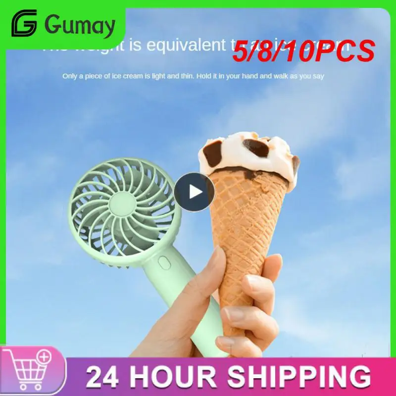 

5/8/10PCS Large Wind Force Small Cooling Fans Mini Fan Portable Rechargeable Wind Power Handheld Fan Student Office Usb