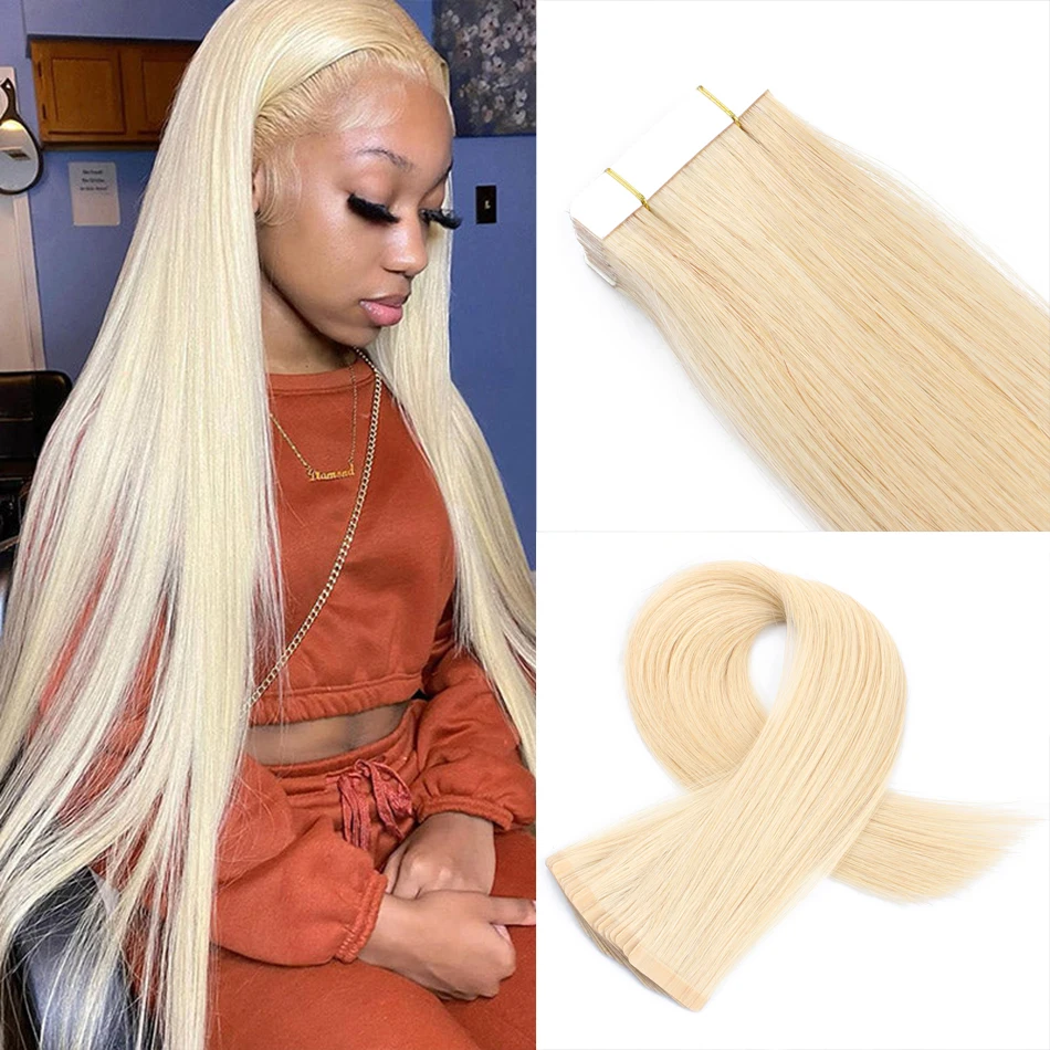 

613 длинные шелковистые прямые медовые светлые ленты для наращивания человеческих волос наращивание кожи уток волос клейкие человеческие волосы для женщин