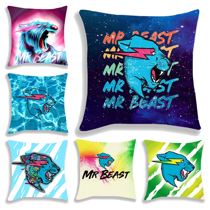 

Mr Beast Lightning Cat Polyester Cushion Cover Pillow Case Living Room Chair Sofa Home Decoration Sofa Office Wholesale