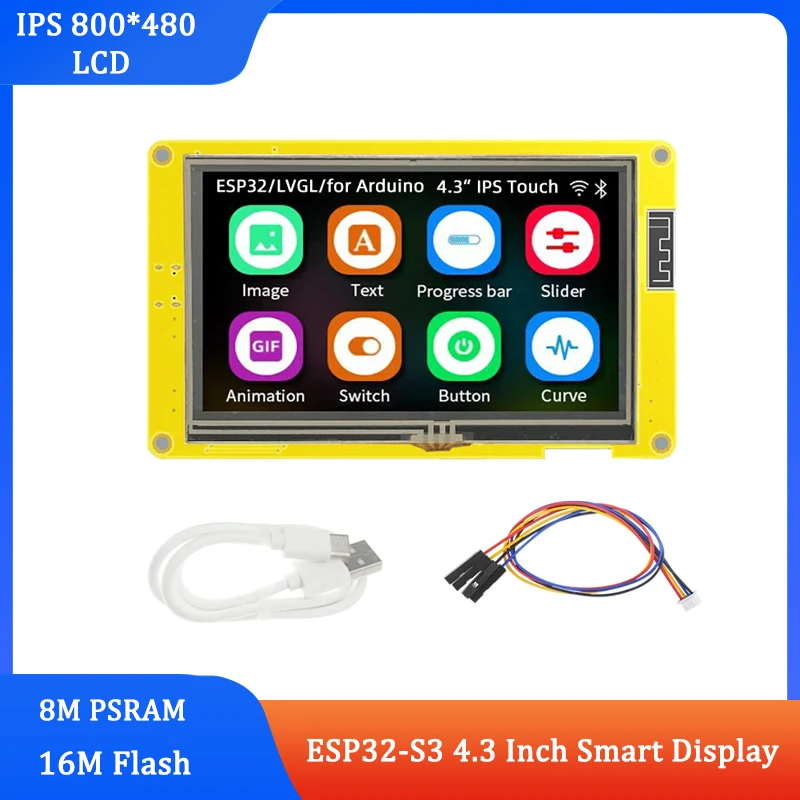 Флэш-память ESP32-S3 HMI 8M PSRAM 16M для Arduino LVGL 4 3 дюймов IPS экран 800*480 умный дисплей WiFI и