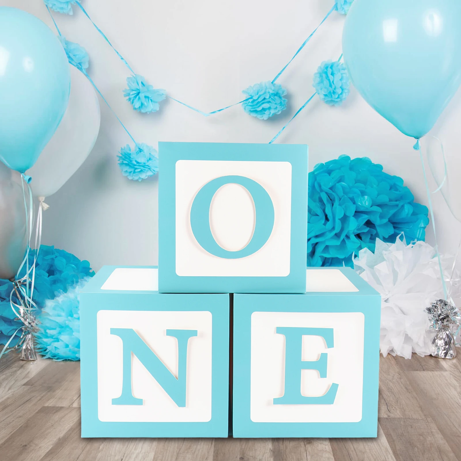 

Синий розовый воздушный шар для первого дня рождения, коробки для украшения вечерние НКИ, первый день рождения, один год