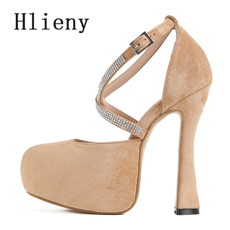Женские брендовые туфли-лодочки Hlieny на высоком каблуке с ремешком щиколотке и