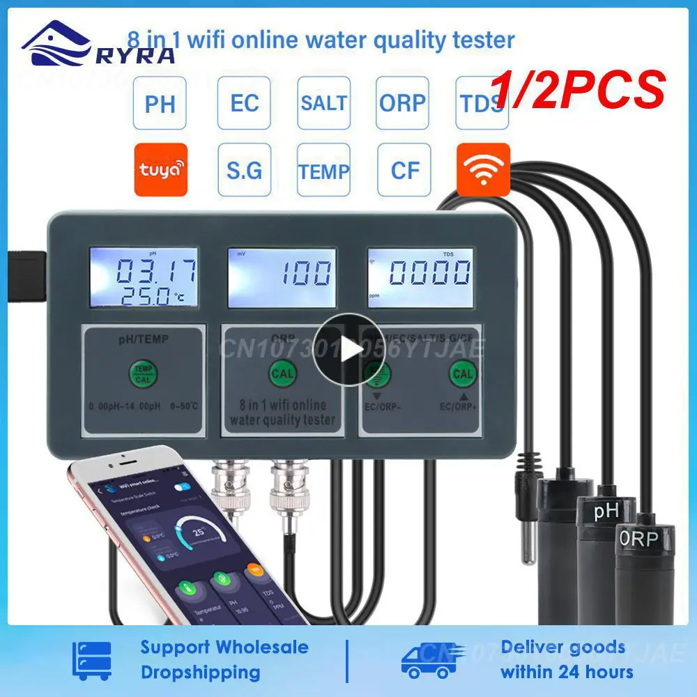 

1/2PCS Yieryi WiFi Tuya Smart PH ORP TDS EC SALT S. G TEMP CF Monitor Meter Online Aquarium Water Quality Tester Data Logger