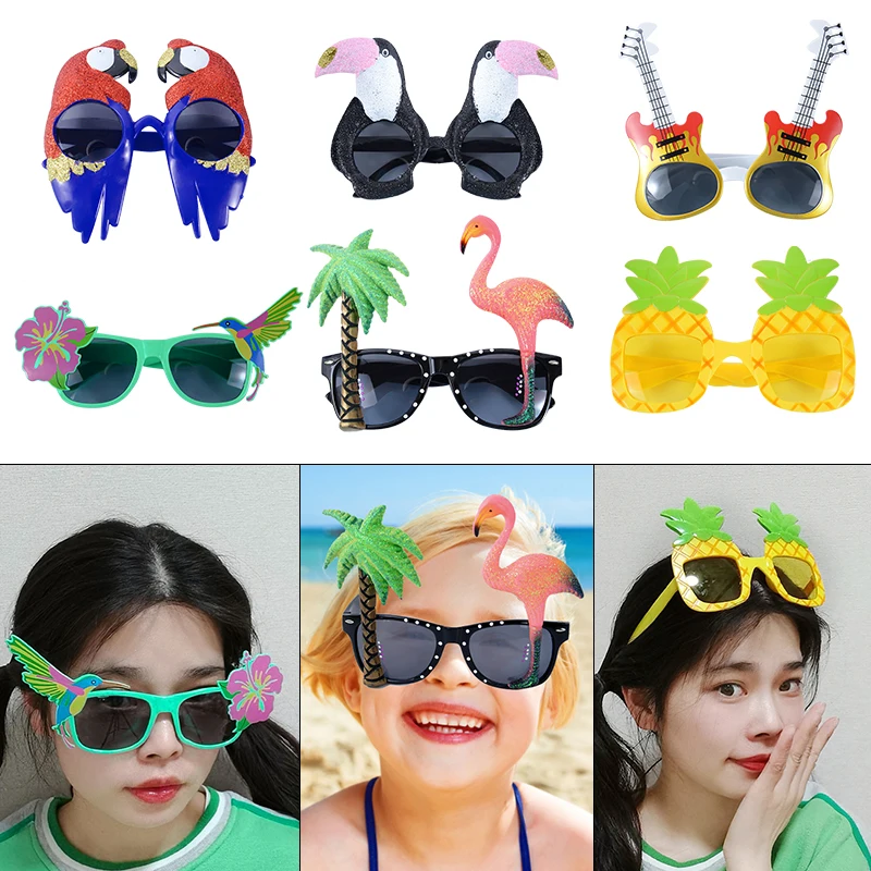 

1pc Funny Flamingo Parrot Pineapple Glasses Hawaiian Party Decoration Sunglasses Hawaii Luau Pool Beach Party Decor Supplies