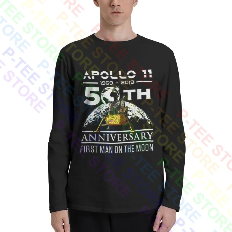 Футболка с длинным рукавом и лунным ландером США на годовщину 50-летия Аполлон 11