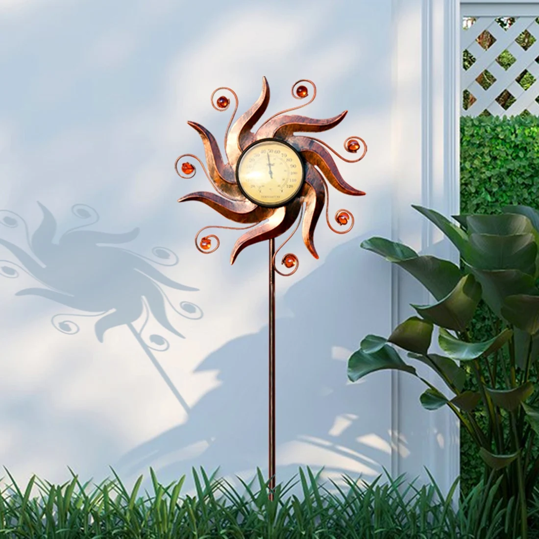 Outdoor Hygrometer Alarm Furniture Garden Ornaments Round Wireless Thermometer and Hygrometer