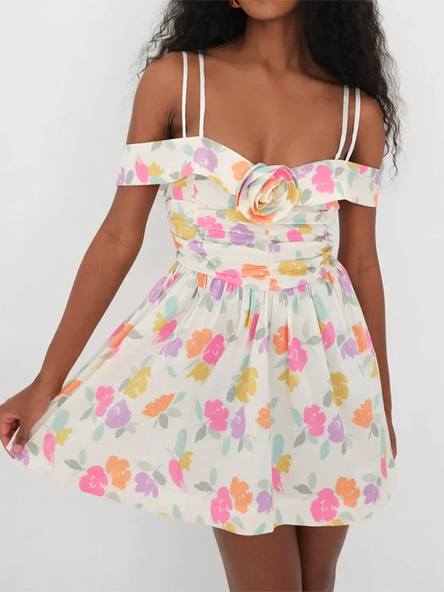 

Новое модное женское платье без рукавов с цветочным рисунком, летнее ТРАПЕЦИЕВИДНОЕ мини-платье с рюшами для коктейля, Пляжная уличная одежда, лидер продаж, S, M, L