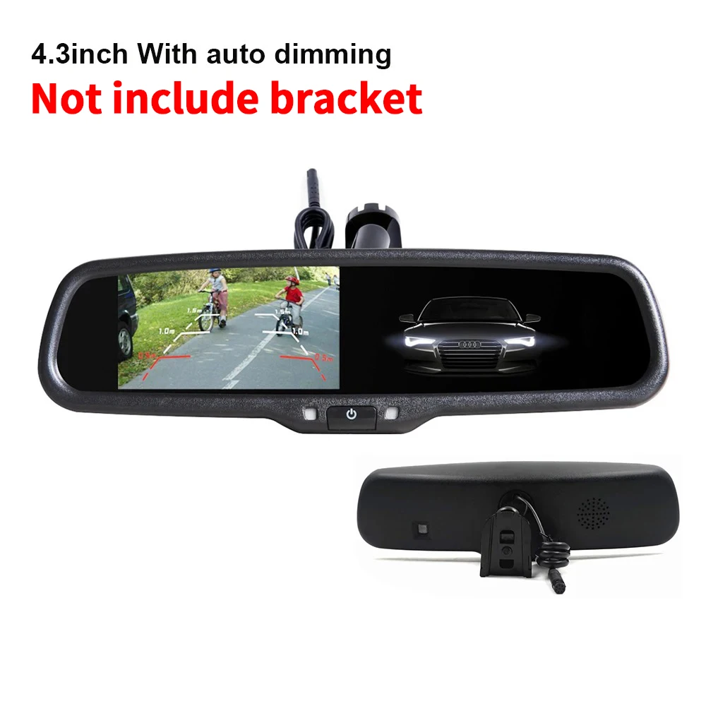 

Мужская мини-камера с автоматическим диммером, 4,3-дюймовый экран, автомобильное зеркало заднего вида, экран OEM, входной монитор, резервные камеры с 2 видео