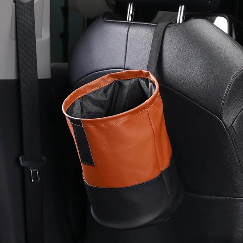 

Auto Trash Can Portable Collapsible Rubbish Organizer Bin Waterproof Leather Garbage Waste Basket Car Pop-up Rubbish Bin