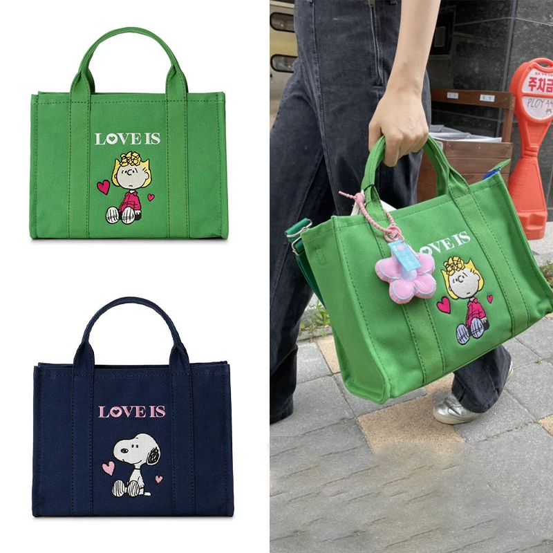 

Сумки через плечо в стиле аниме Snoopys, Милая Красивая холщовая Студенческая сумка-мессенджер с героями мультфильмов, вместительная сумка для...