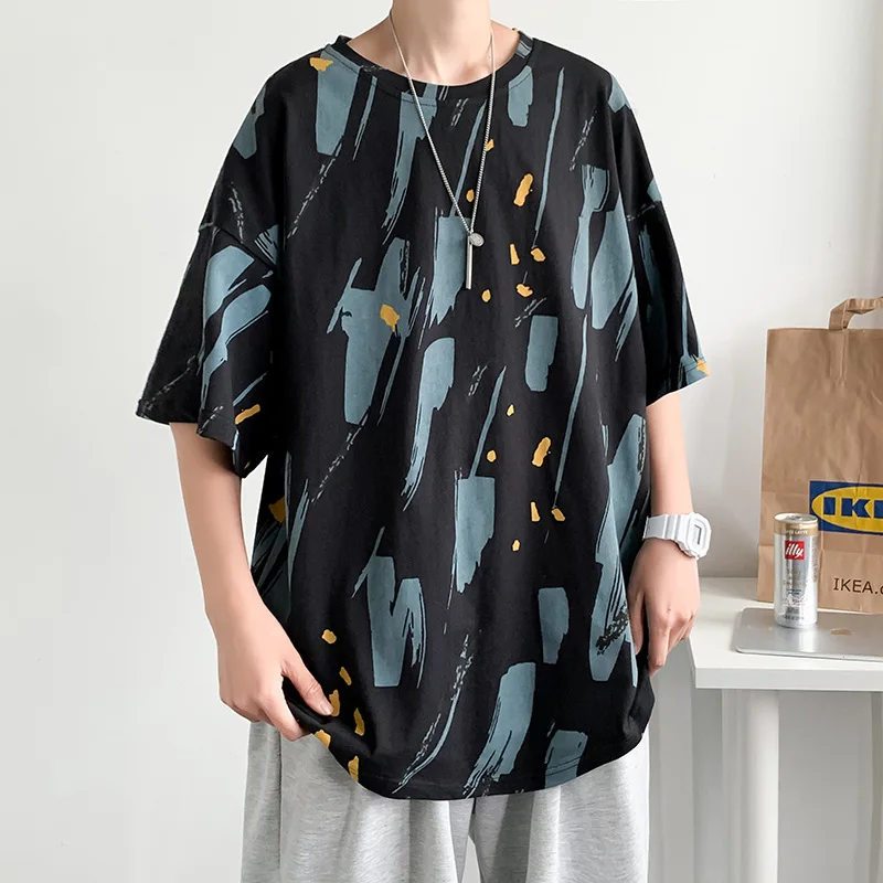 

high street T-shirt men's ins super fire half sleeve 2021 new trend summer Hong Kong fashion brand short sleeve clothes