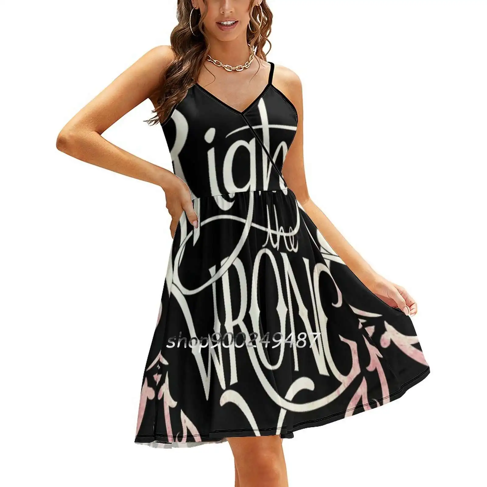 

Right The Wrong New Summer Cut Sexy Dresses Ladies Club Wear Party Sundresses Typography Motivational Inspirational