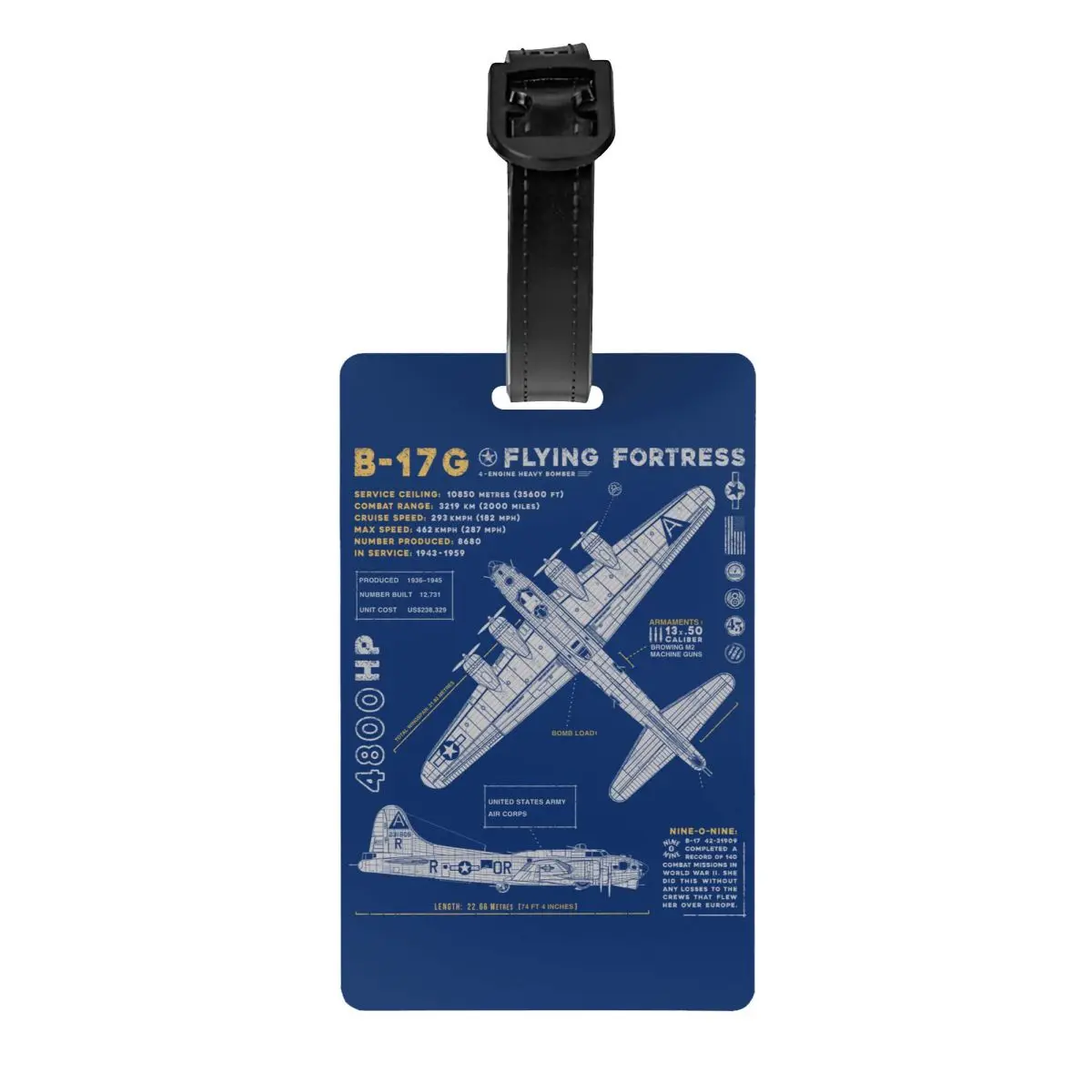

Vintage B-17 Flying Fortress Spitfire Luggage Tag Fighter Plane WW2 War Pilot Aircraft Airplane Travel Bag Suitcase Cover Label