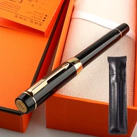 jinhao 100 fountain pen beautiful black with gold clip iridium fm nib pen writing office business ink pen