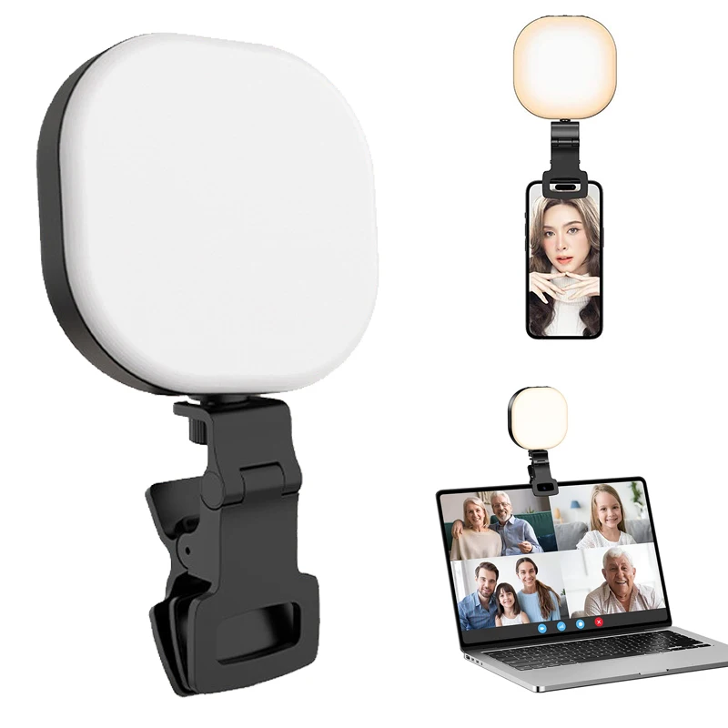 

LED Video Light Selfie Lamp Mobile Phone Fill Light Computer Conference Light Portable Photography Lighting for Livestreaming