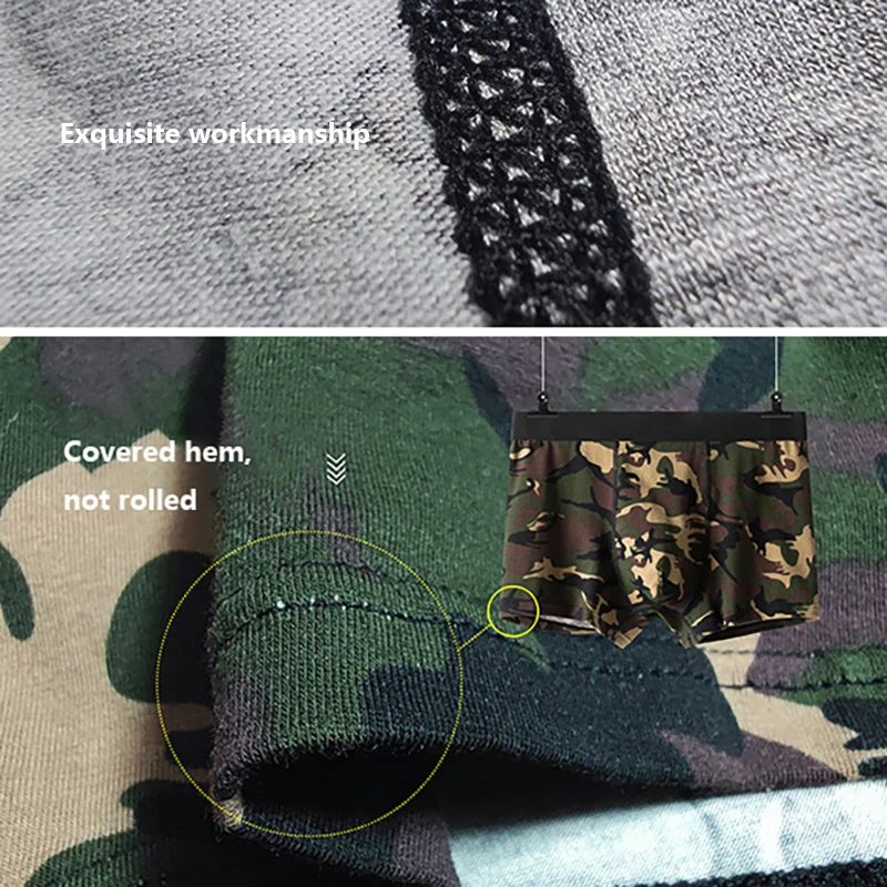Male Underwear Men Camouflage Print Boxer Shorts Men’s Panties Underpants Cotton Sexy homme hot calecon Wholesale Customization