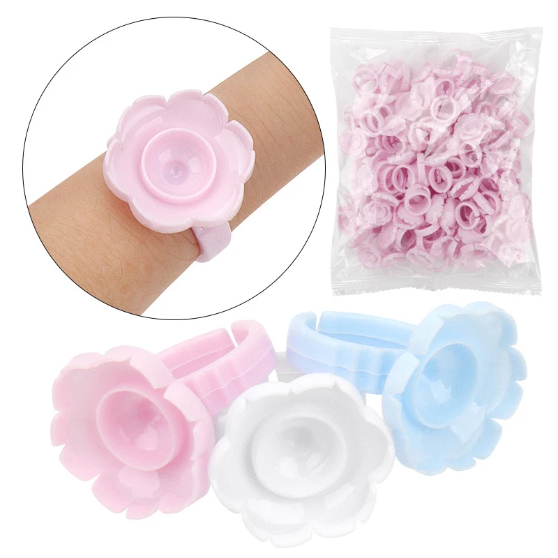 

100 шт. Прививка ресниц в форме клея кольцо чашки одноразовые Наращивание ресниц Клей кольцо чашки татуировки пигмент держатель Контейнер ресниц