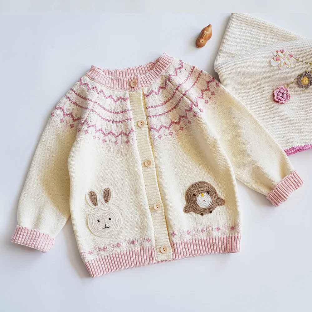 

Свитер для маленьких девочек, пальто, весна-осень, для маленьких детей, с цветочным рисунком, Детская верхняя одежда